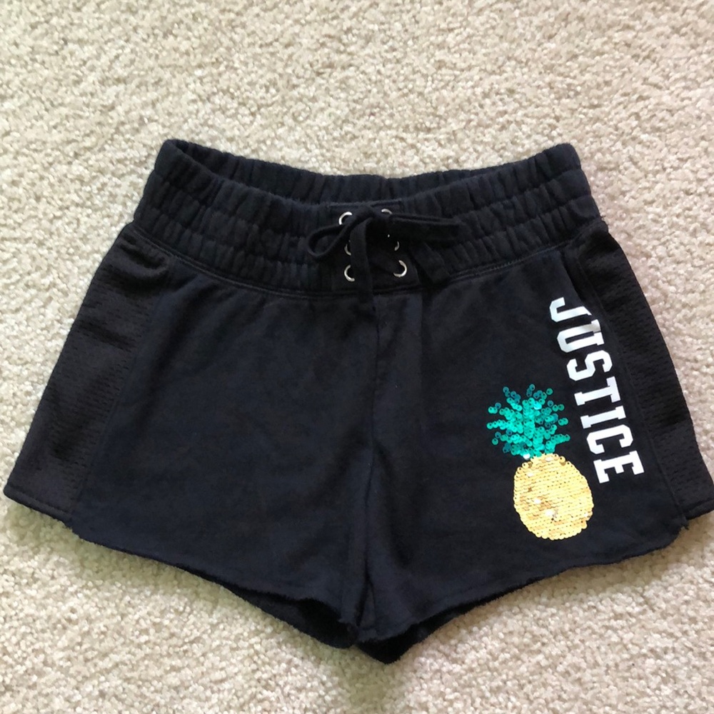 🍍Justice sequin pineapple shorts - black lace up
